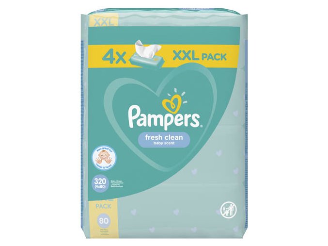 Pampers Fresh Clean XXL Dětské vlhčené ubrousky (4× 80 ks)