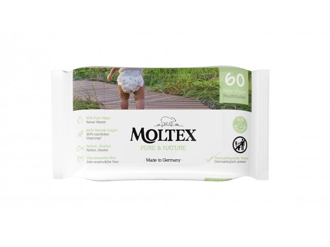 Moltex Pure & Nature (60 ks), eko vlhčené ubrousky