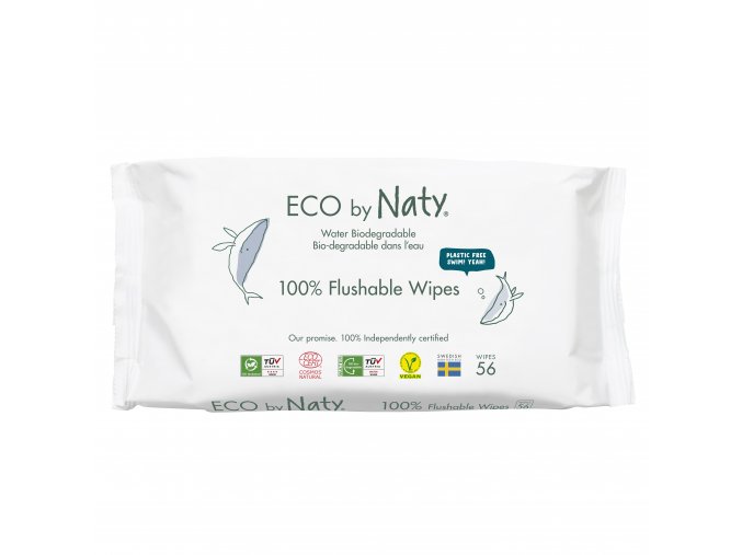 Eco by Naty Vlhčené ubrousky bez vůně ECO, splachovatelné (56 ks)