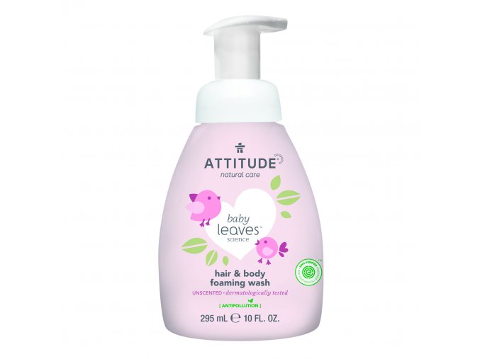 Attitude Baby leaves Dětská mycí pěna bez vůně 2v1 (295 ml)