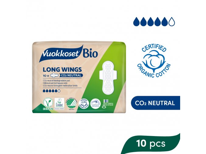 VUOKKOSET BIO Vložky s křidélky Long Wings (10 ks)