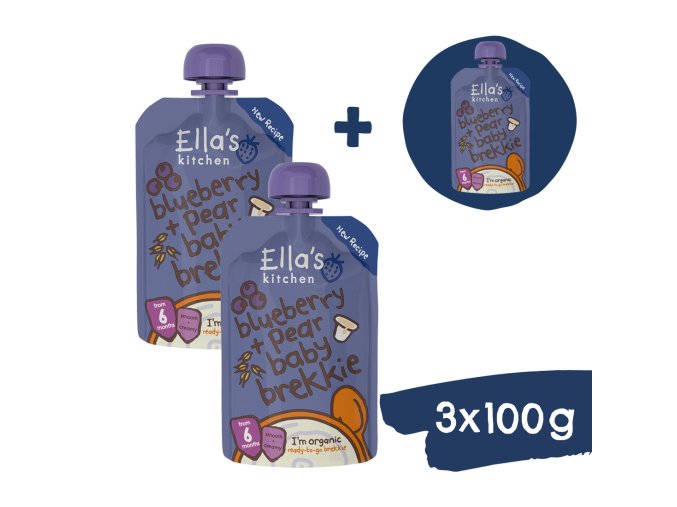 2+1 ZDARMA: Ella's Kitchen BIO Snídaně borůvka a hruška (100 g)