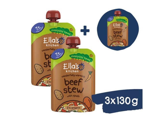 2+1 ZDARMA: Ella's Kitchen BIO Dušené hovězí maso s bramborami (130 g)
