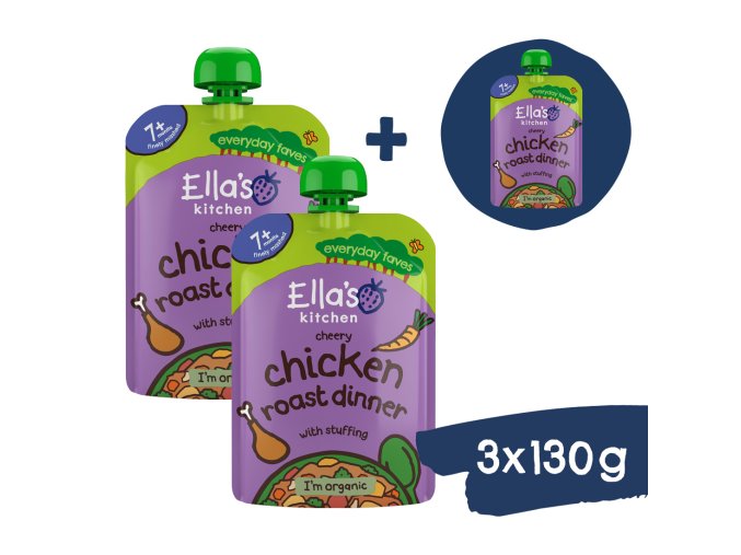 2+1 ZDARMA: Ella's Kitchen BIO Pečené kuře s nádivkou (130 g)