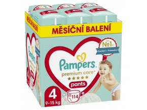 Pampers Premium Care Měsíční balení plenkových kalhotek vel. 4 (114 ks)