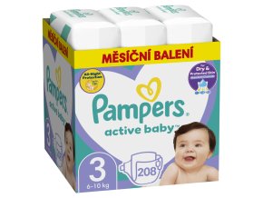 Pampers Active Baby Měsíční balení dětských plenek vel. 3 (208 ks)