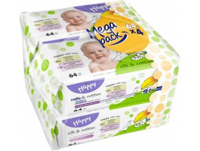 Bella Happy Baby Megapack čisticích ubrousků Hedvábí a bavlna (4× 64 ks)