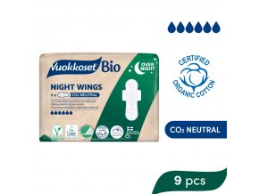 VUOKKOSET BIO Noční vložky s křidélky Night Wings (9 ks)