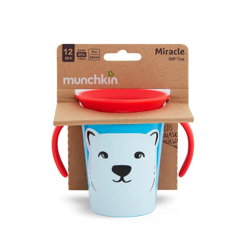 Munchkin Juniorský hrneček WildLove 360° s oušky, 177 ml, 6m+, polární medvěd