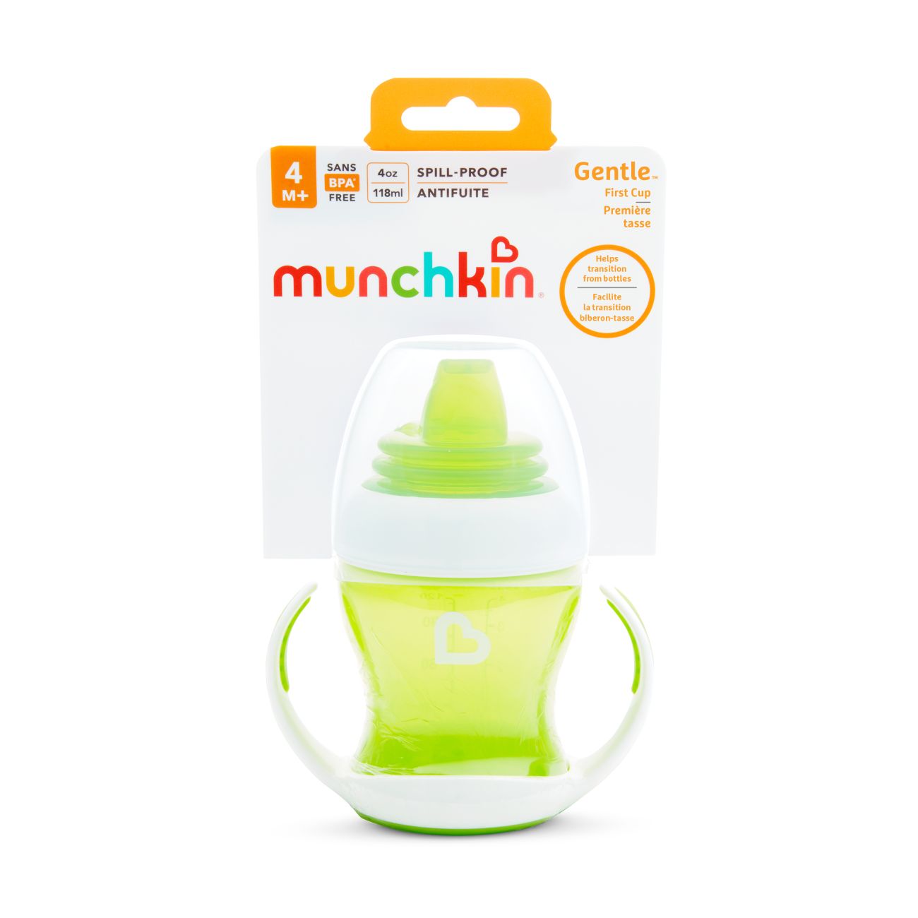 Levně Munchkin Gentle první hrneček, 118ml, 4m+, zelený