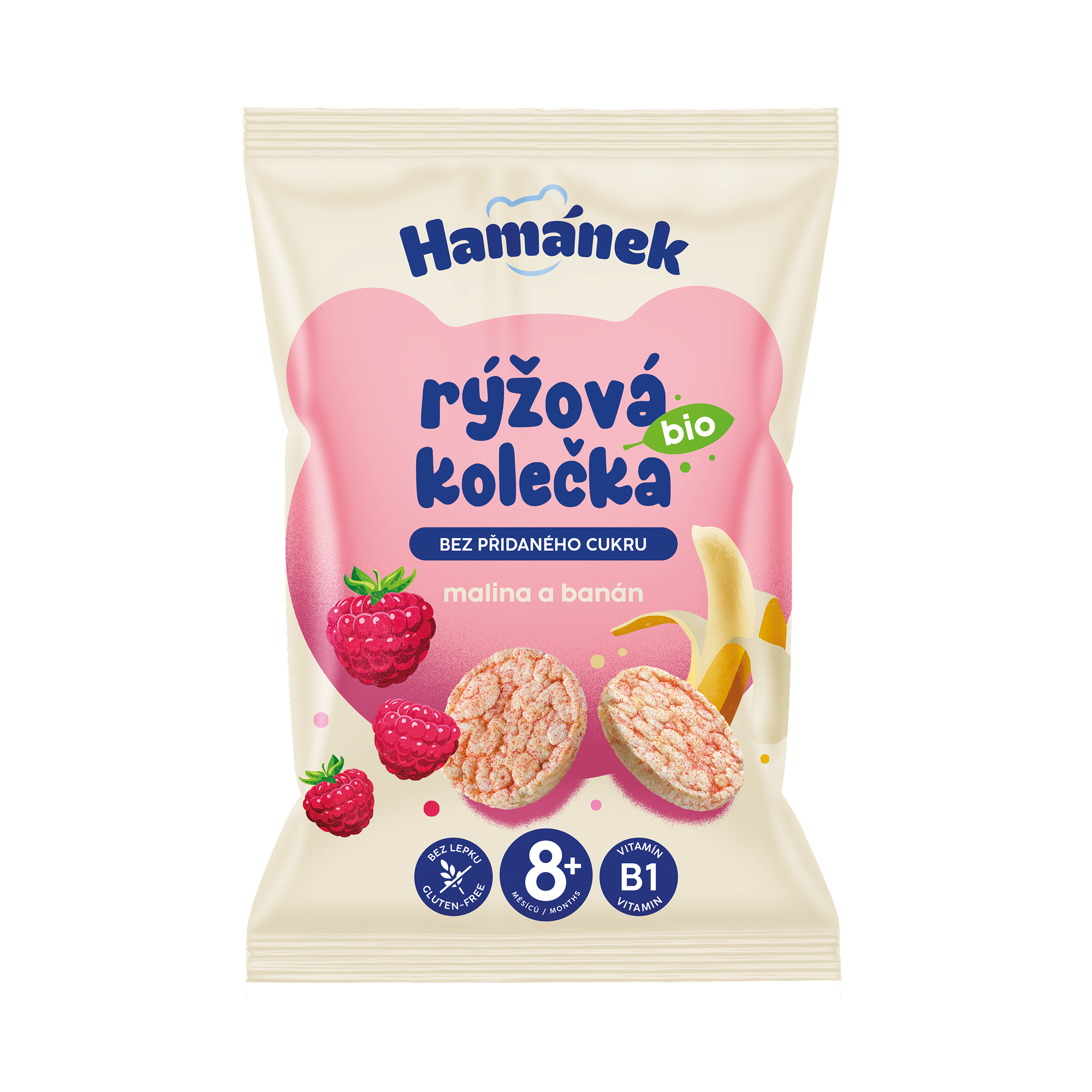 Hamánek BIO Rýžová kolečka malina a banán 8m+ (35 g)