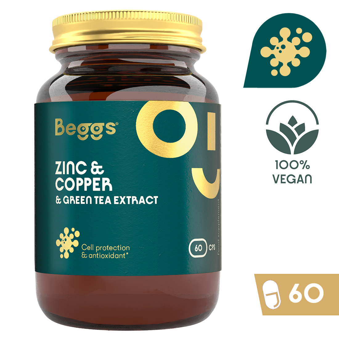 Beggs Zinc + Copper + Green tea extract (60 cps.)