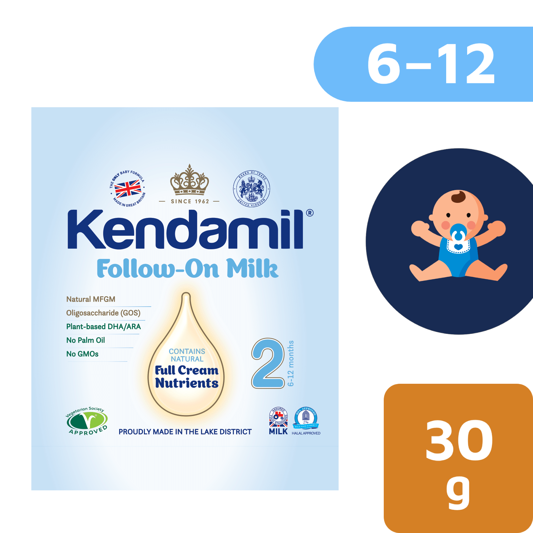 Kendamil pokračovací mléko 2 (30 g) DHA+