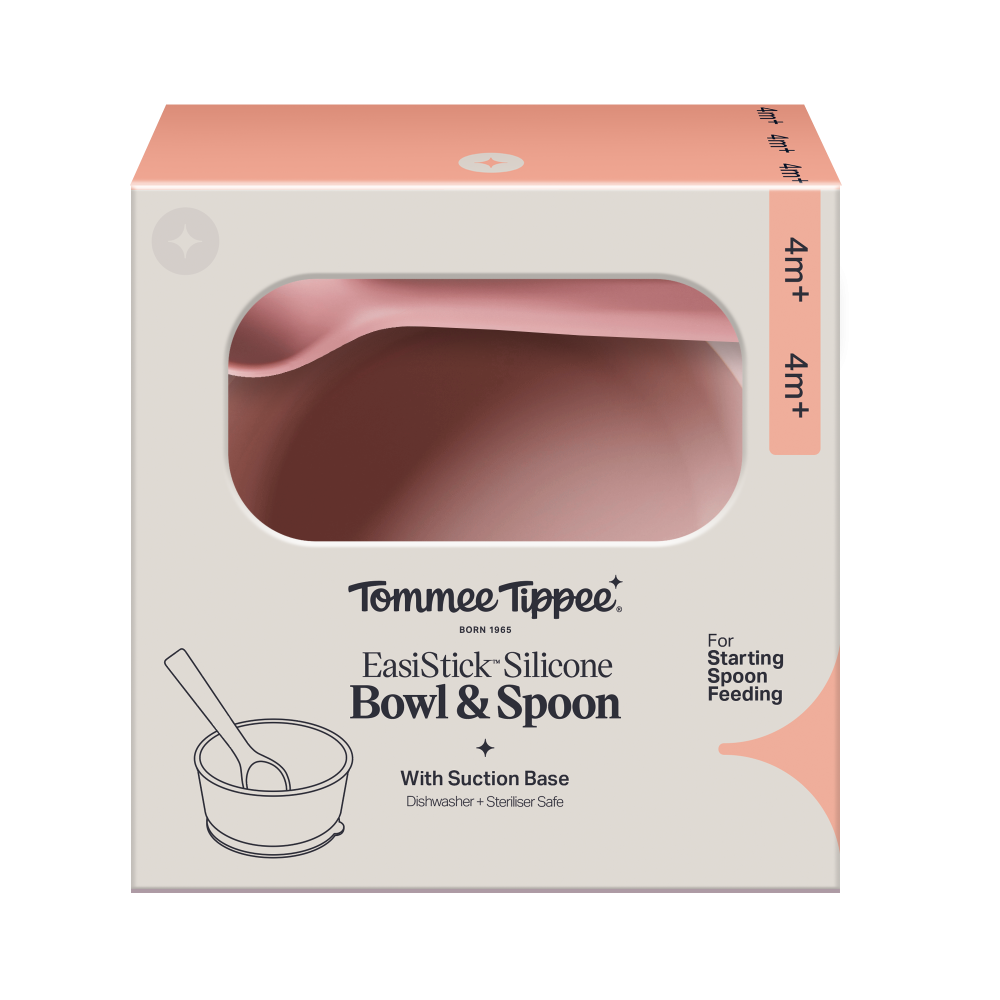 Tommee Tippee Silikonová mistička s přísavkou a lžičkou, růžová