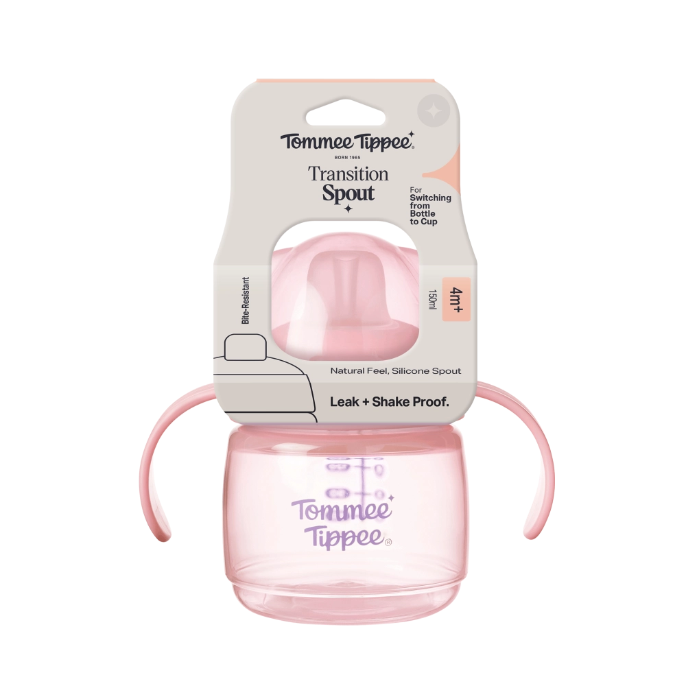Tommee Tippee Transition hrneček s hubičkou, 150 ml, 4m+, růžový
