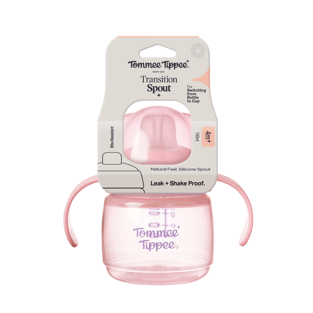 Levně Tommee Tippee Transition hrneček s hubičkou, 150 ml, 4m+, růžový