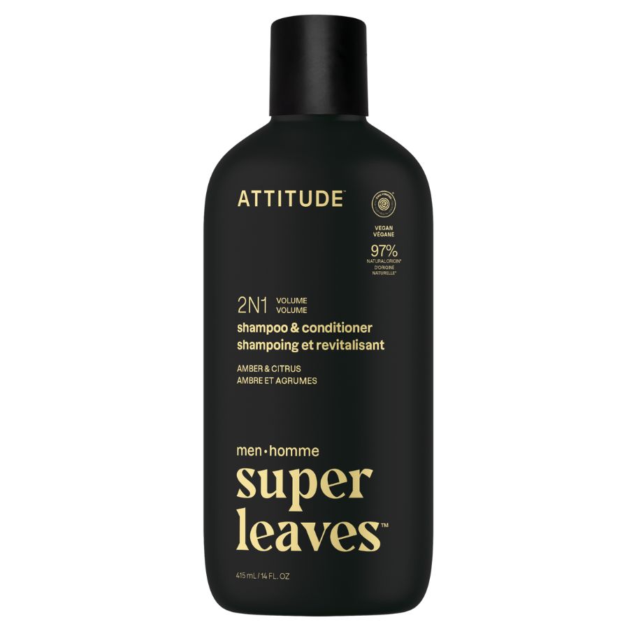 Pánský šampon a kondicionér pro objem 2v1 ATTITUDE Super leaves - amber a citrus 415 ml