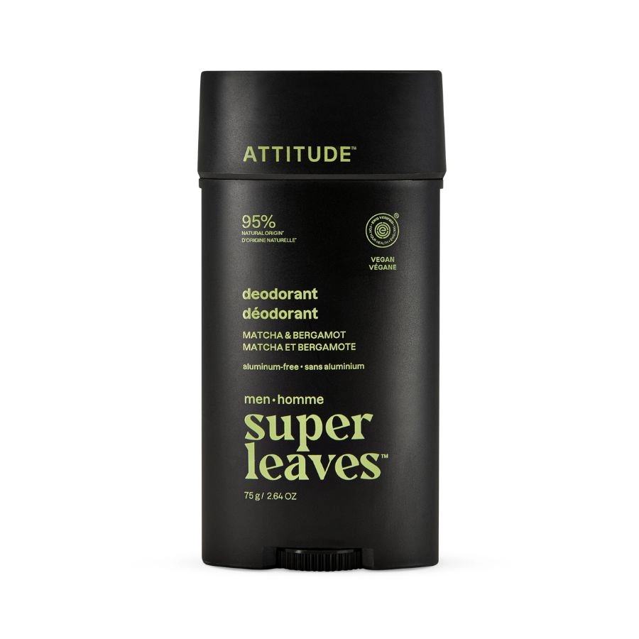Pánský deodorant bez hliníku ATTITUDE Super leaves - matcha a bergamot 75 g