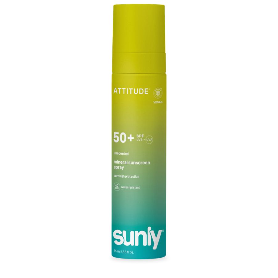 Minerální opalovací krém ve spreji ATTITUDE Sunly (SPF 50) bez vůně 75 ml