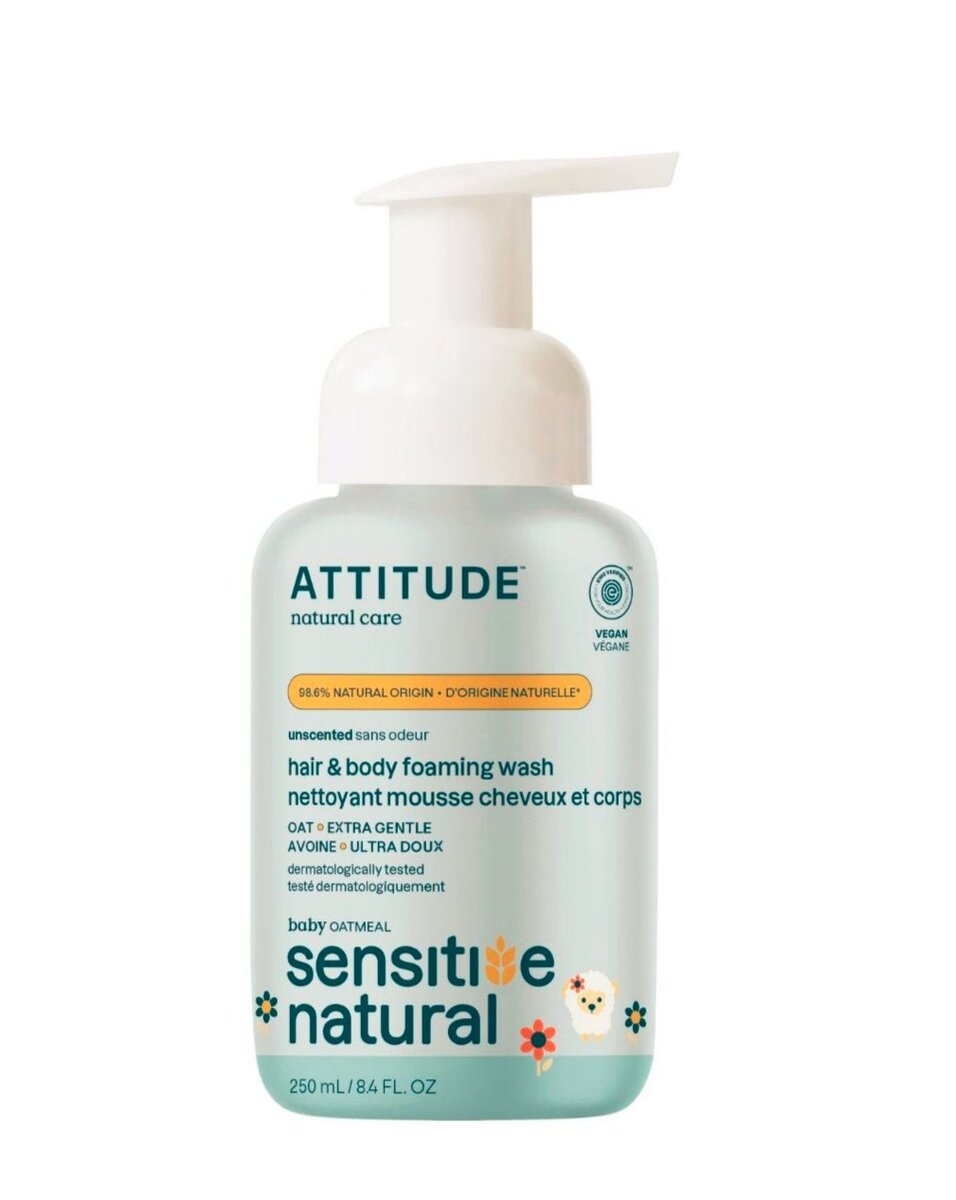 Levně Dětská mycí pěna (2 v 1) ATTITUDE s ovsem - pro citlivou pokožku 250 ml