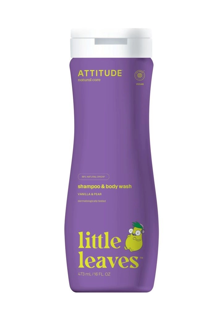 Dětské tělové mýdlo a šampon 2v1 ATTITUDE Little leaves s vůní vanilky a hrušky 473 ml