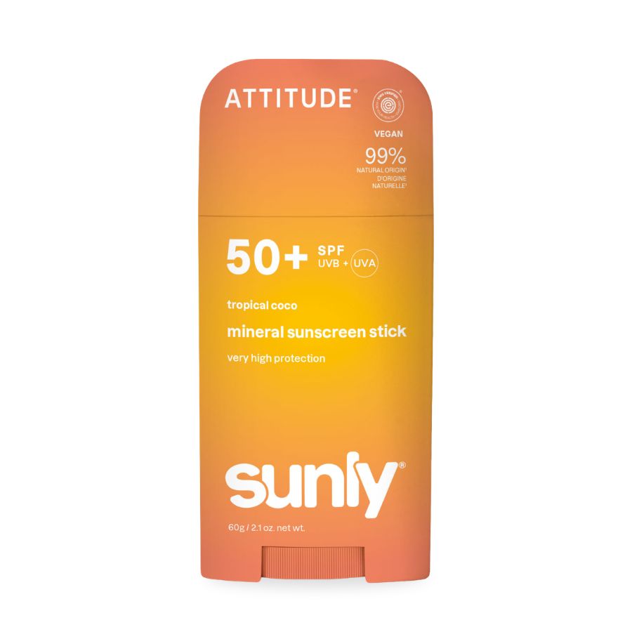 Minerální opalovací krém ATTITUDE Sunly (SPF 50) s vůní tropického kokosu 60 g