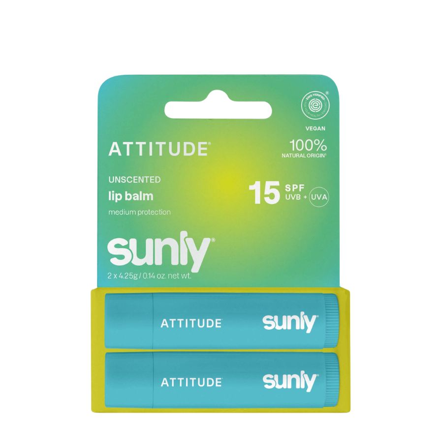Minerální balzám na rty ATTITUDE Sunly (SPF 15) bez vůně  - duopack 2 x 4,25 g