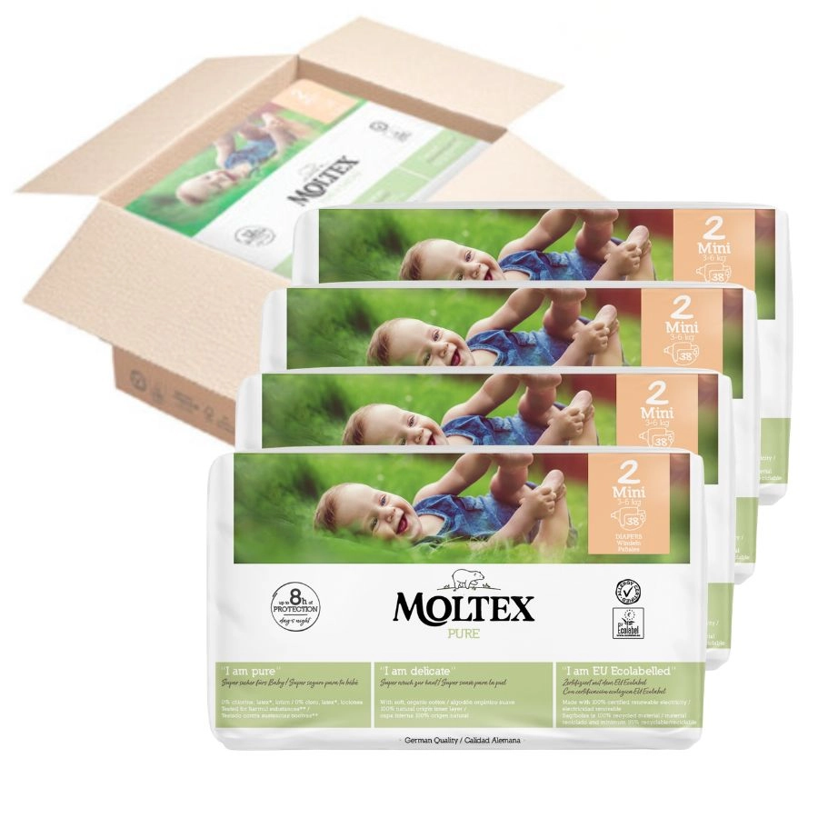 Plenky Moltex Pure Mini 3-6 kg - ekonomické balení (4 x 38 ks)