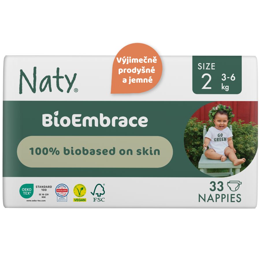 Levně Plenky Naty BioEmbrace Mini 3-6 kg (33 ks)