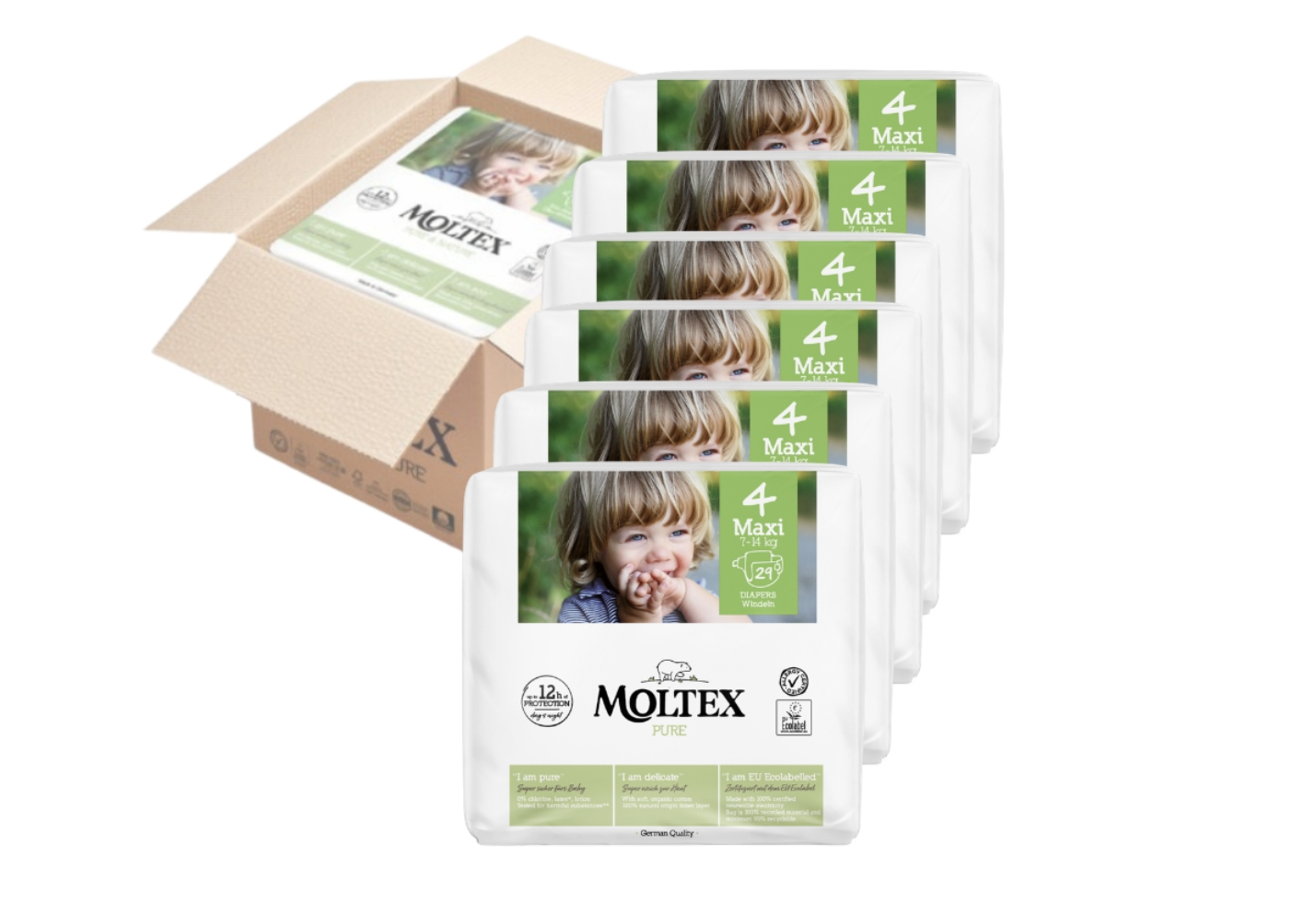 Plenky Moltex Pure & Nature Maxi 7-14 kg - ekonomické balení (6 x 29 ks)