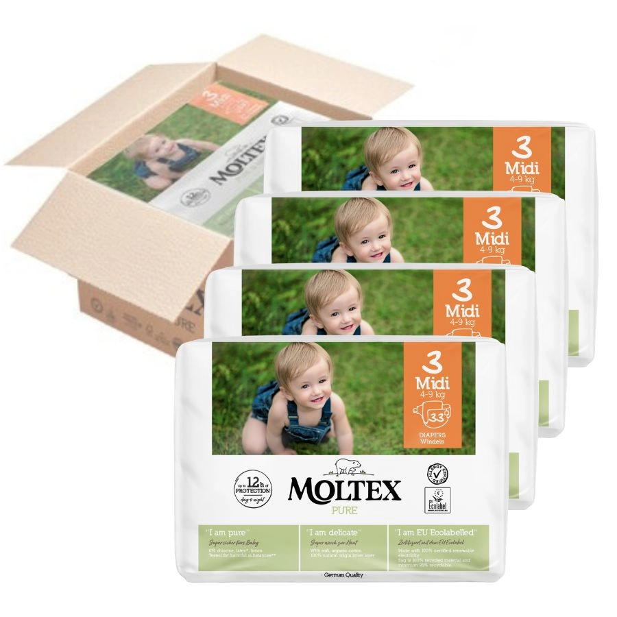 Plenky Moltex Pure Midi 4-9 kg - ekonomické balení (4 x 33 ks)