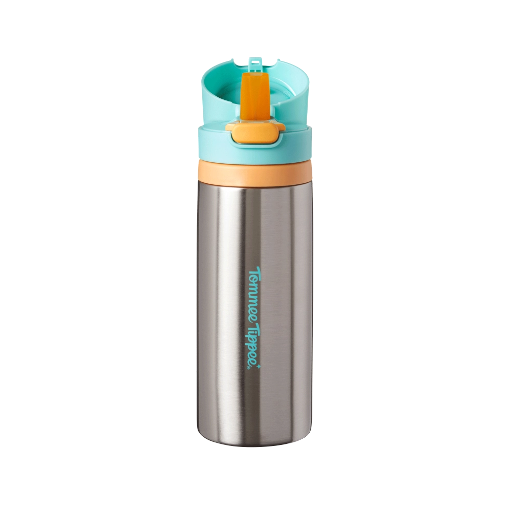 Tommee Tippee On The Go nerezová termoláhev se silikonovým brčkem, 500 ml, 24m+