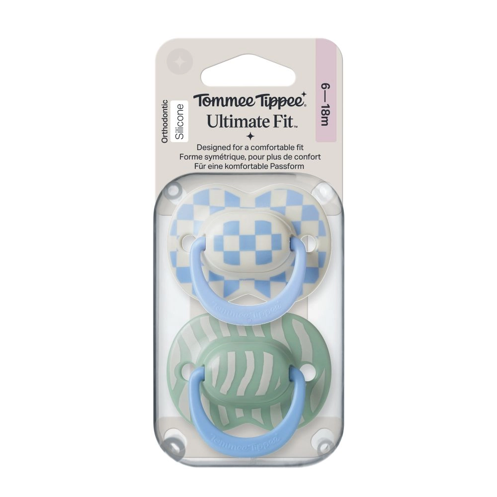 Tommee Tippee Ultimate Fit silikonový dudlík 6-18m, Boy, 2 ks
