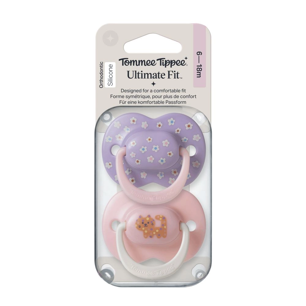 Tommee Tippee Ultimate Fit silikonový dudlík 6-18m, Girl, 2 ks