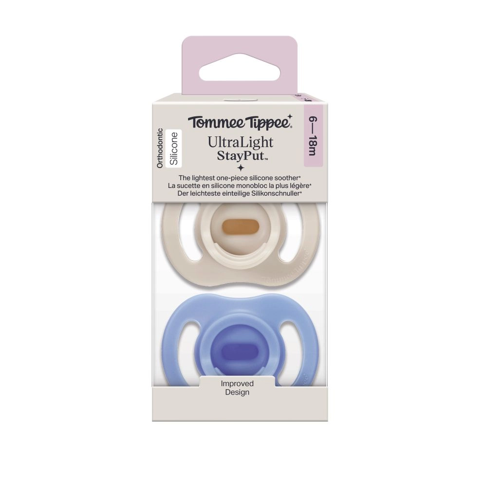 Tommee Tippee Ultra-light silikonový dudlík 6-18m, Boy, 2 ks