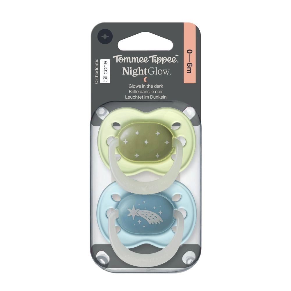Tommee Tippee Night silikonový dudlík, 0-6m, Boy, 2ks