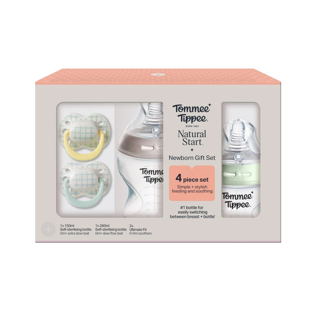 Tommee Tippee Natural Start ANTI-COLIC novorozenecký starter kit samosterilizačních lahviček, 150 ml a 260 ml, 0m+, bíla a zelená