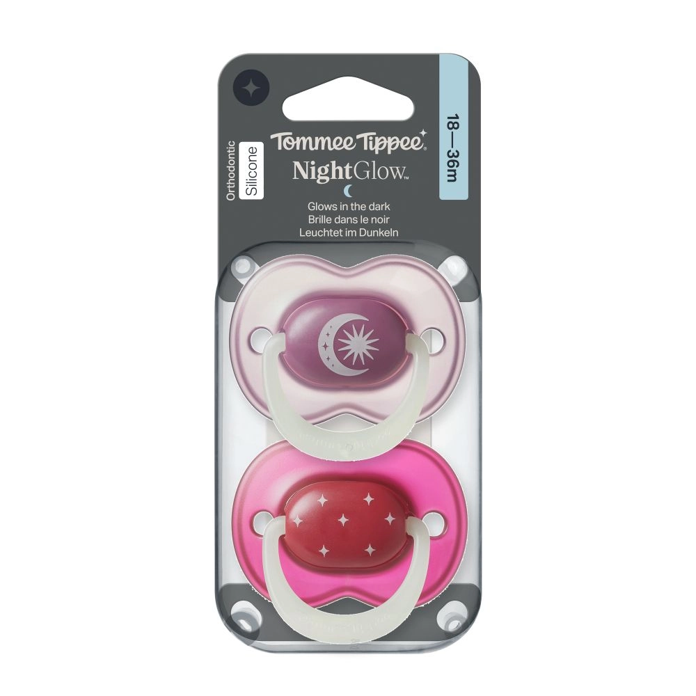 Tommee Tippee Night silikonový dudlík, 18-36m, Girl, 2ks