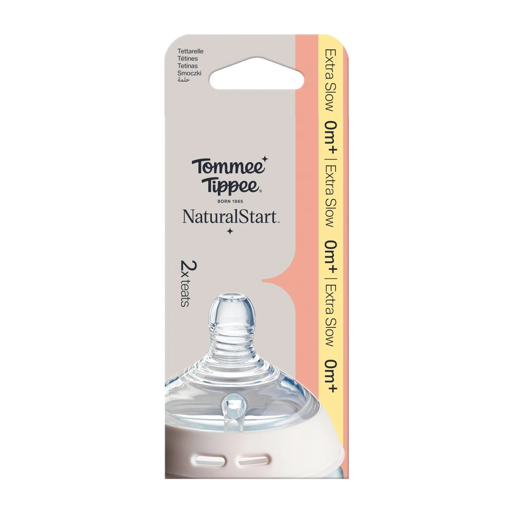 Tommee Tippee Natural Start ANTI-COLIC savička na lahev, extra pomalý průtok, 0m+, 2 ks