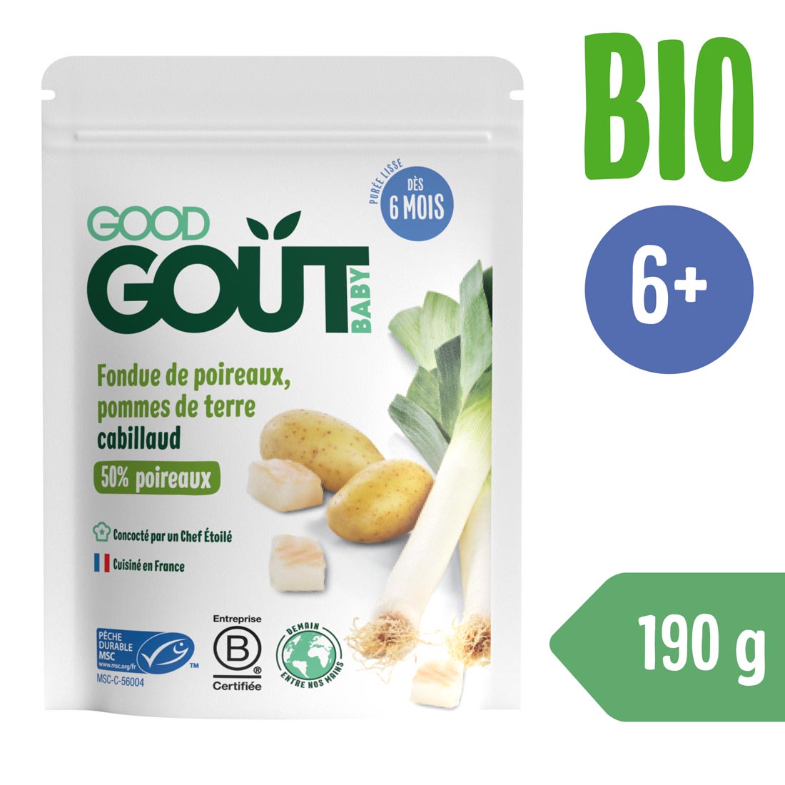 Good Gout BIO Pórek s brambůrkem a treskou (190 g)