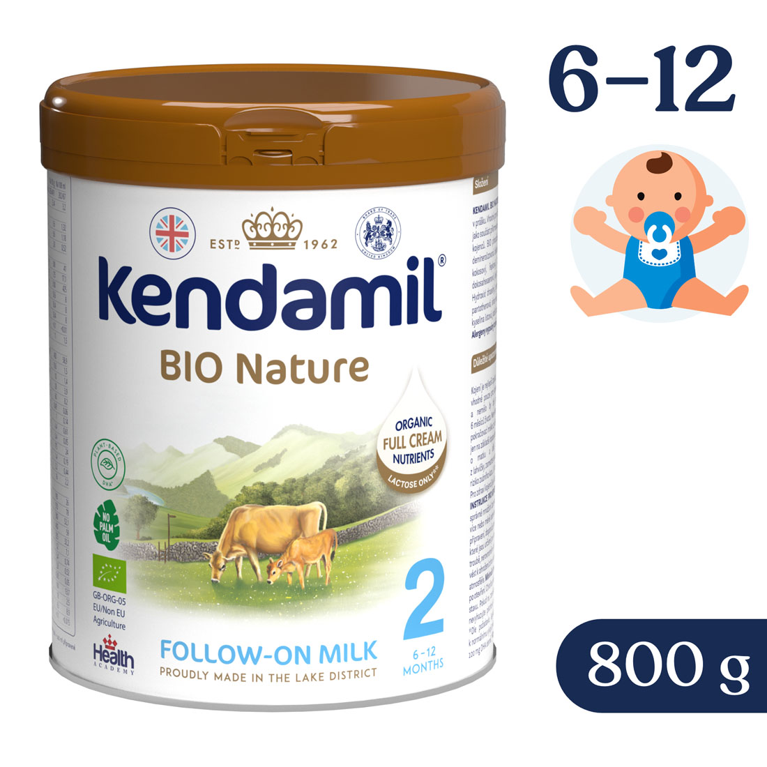 Kendamil BIO Nature pokračovací mléko 2 (800 g) DHA+