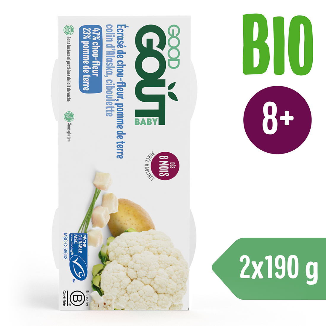 Levně Good Gout Treska pestrá s květákem a brambůrky (2x190 g)