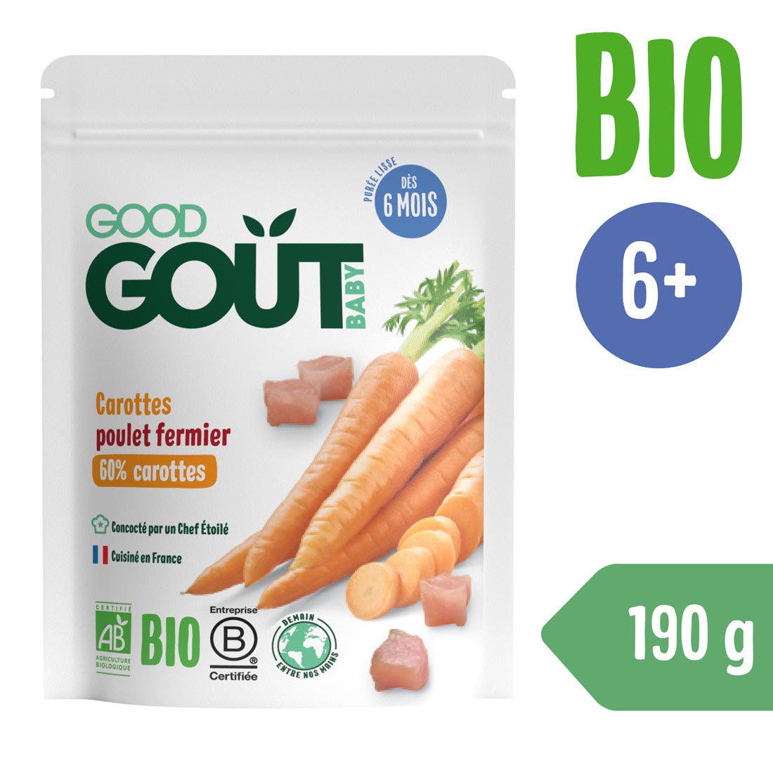 Good Gout BIO Mrkev s farmářským kuřátkem (190 g)