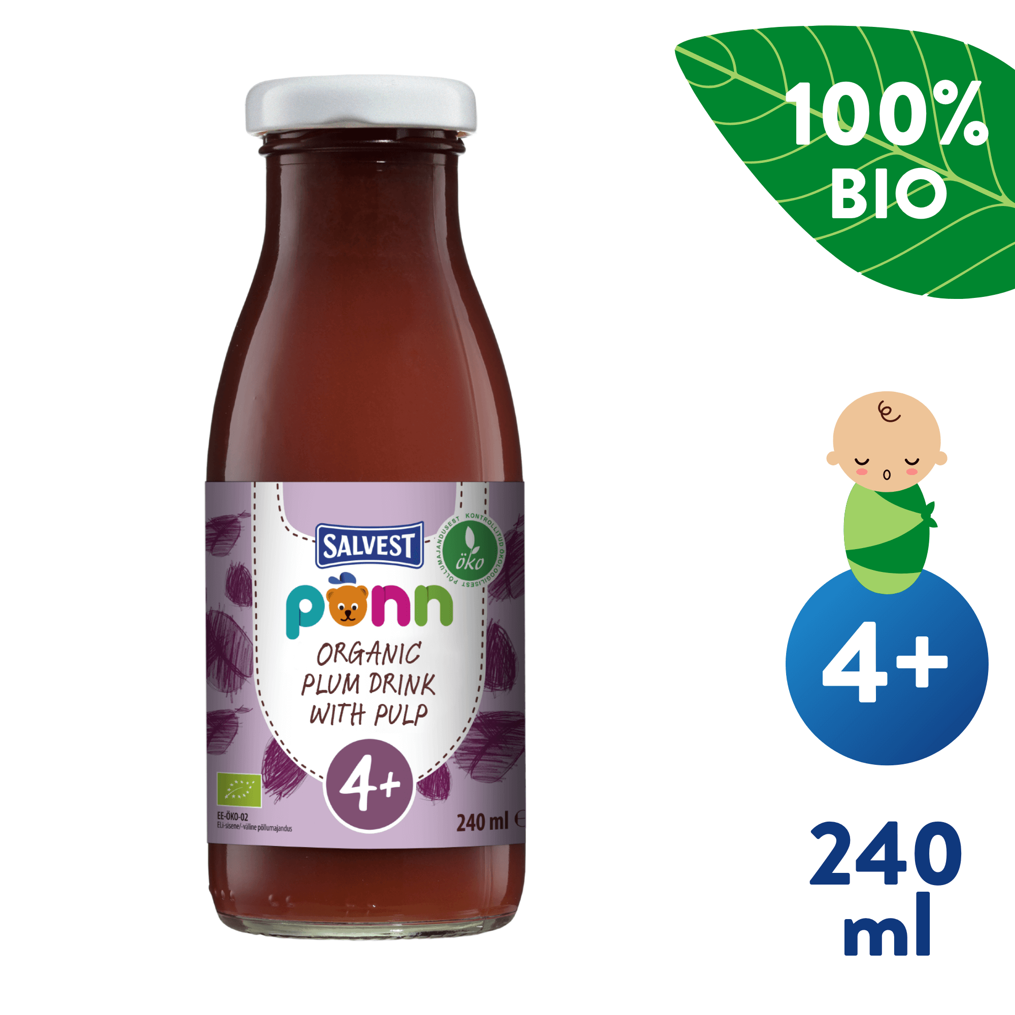 SALVEST Põnn BIO Švestková šťáva s dužinou (240 ml)