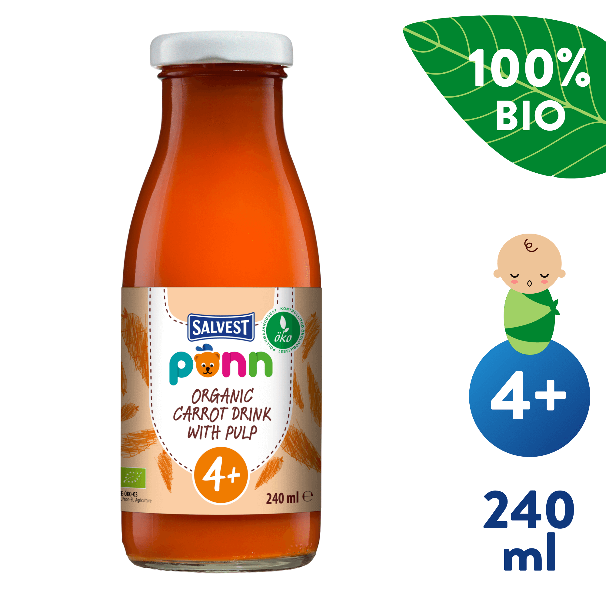 SALVEST Põnn BIO Mrkvová šťáva s dužinou (240 ml)