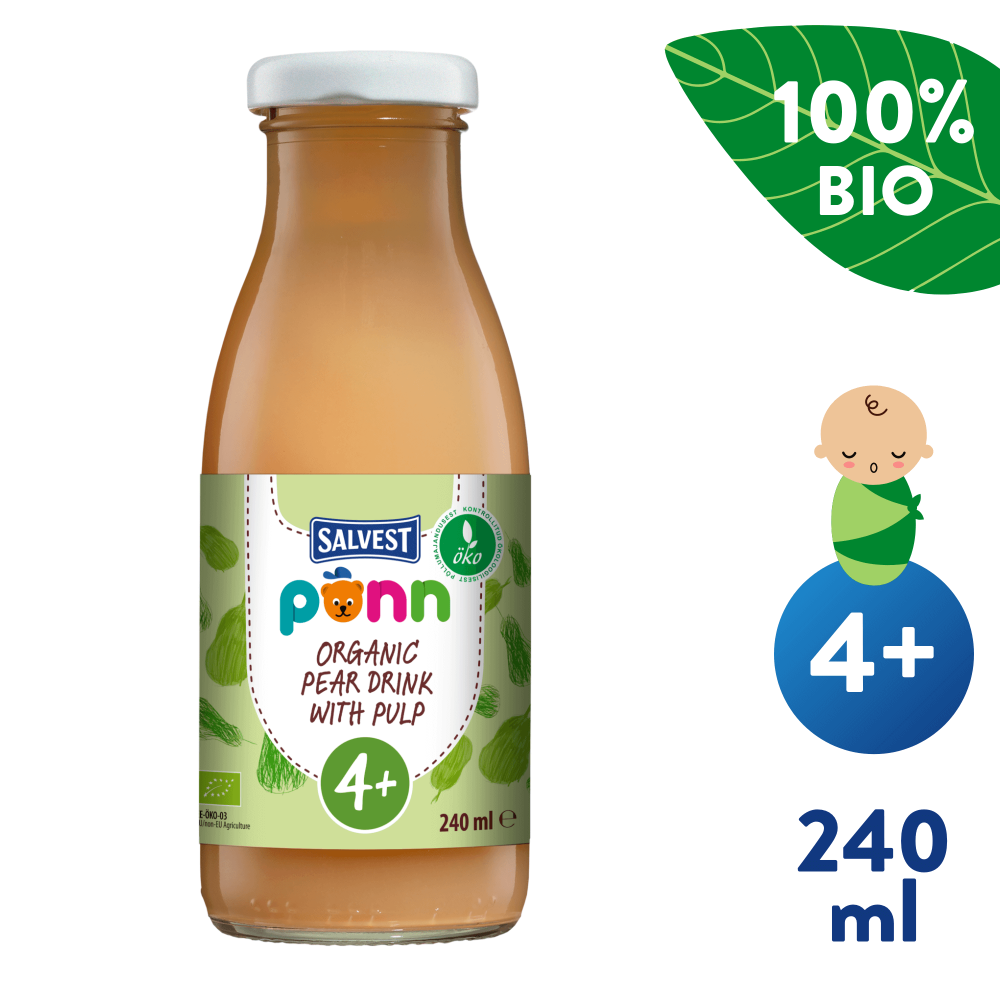 SALVEST Põnn BIO Hrušková šťáva s dužinou (240 ml)