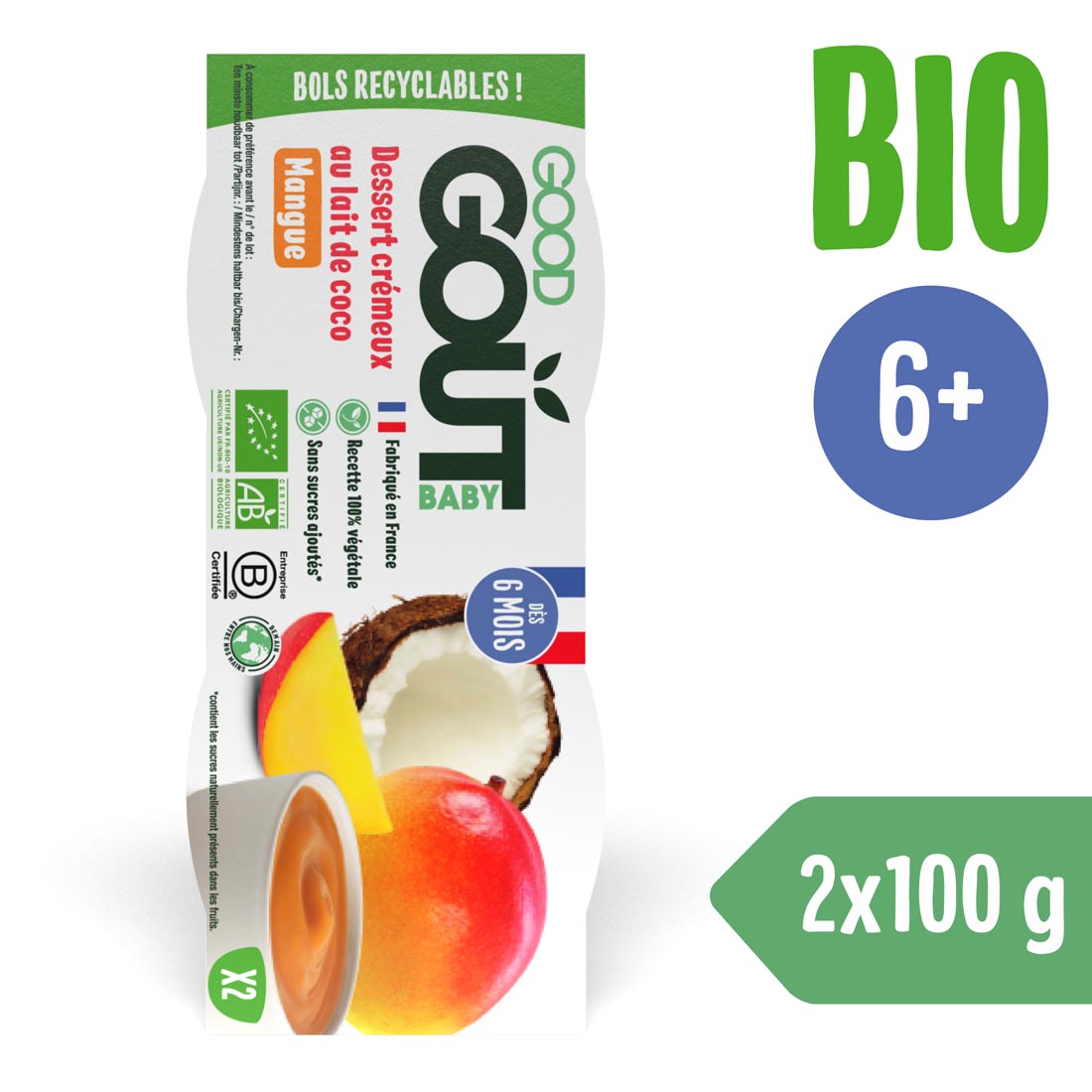 Good Gout BIO Kokosový dezert s mangem (2x100 g)