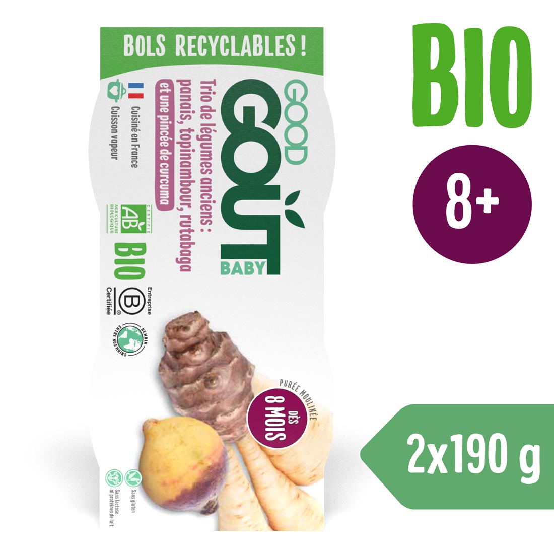 Good Gout BIO Topinambur s tuřínem a pastinákem (2x190 g)