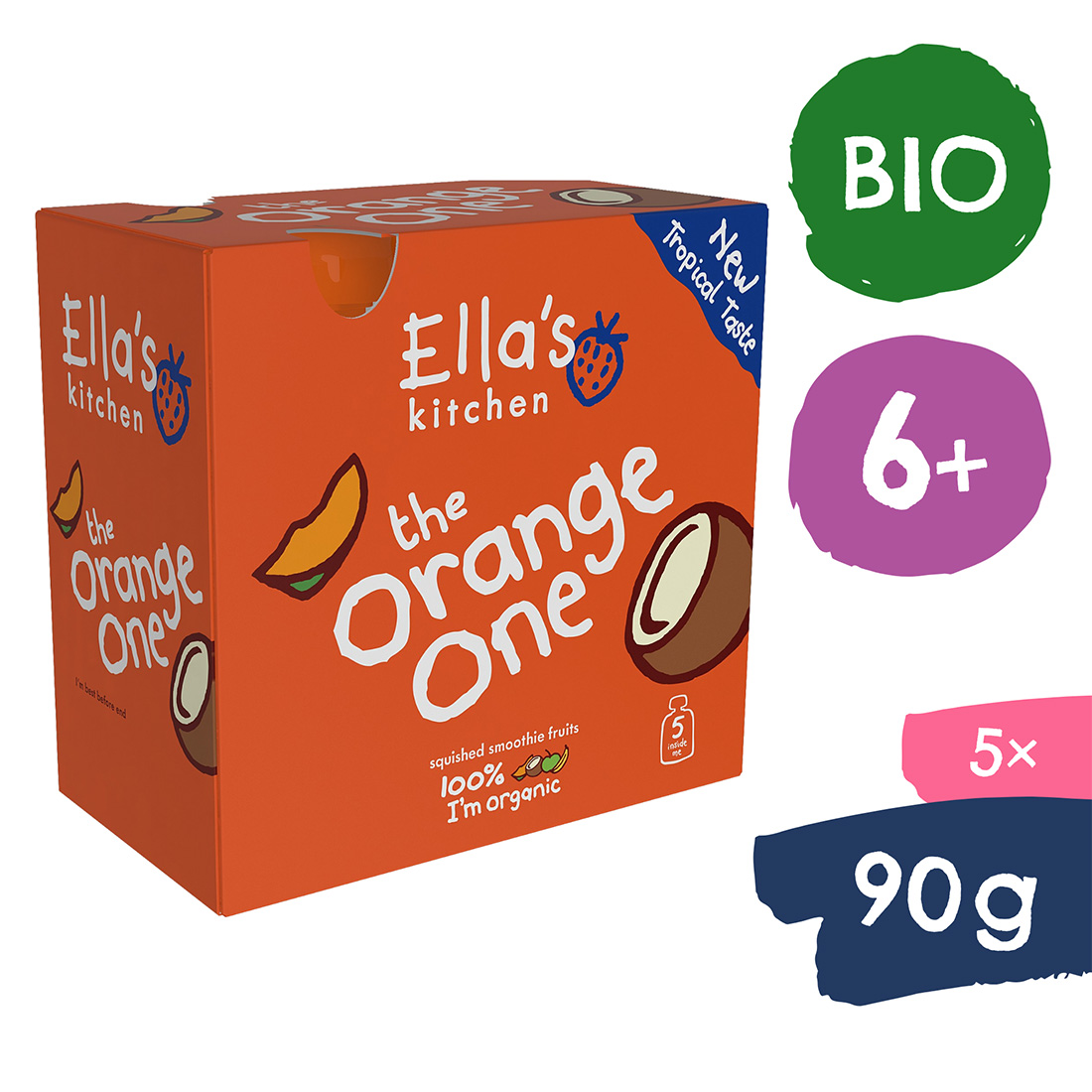 Ella's Kitchen BIO ORANGE ONE ovocné pyré s mangem (5x90 g)