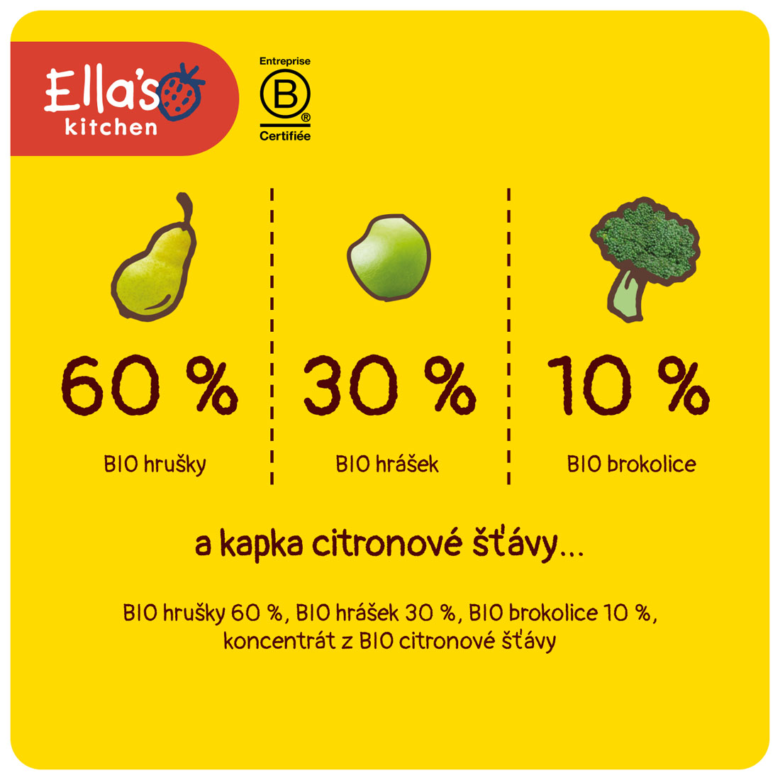 Ella's Kitchen BIO Hruška, hrášek a brokolice (120 g)